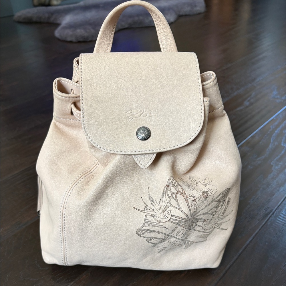 Longchamp Pliage leather backpack - great condition/authentic